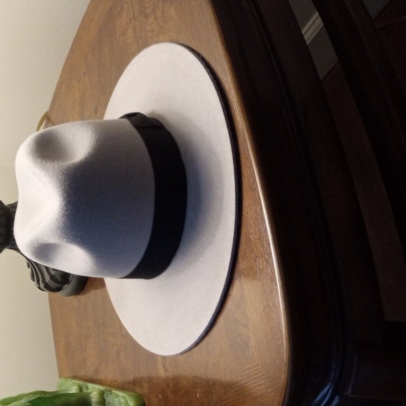 Light Gray Pinch Wide Brim Fur Felt Fedora New - Picture 2 of 8